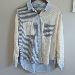 aerie Blue and Cream Striped Button-Down Shirt